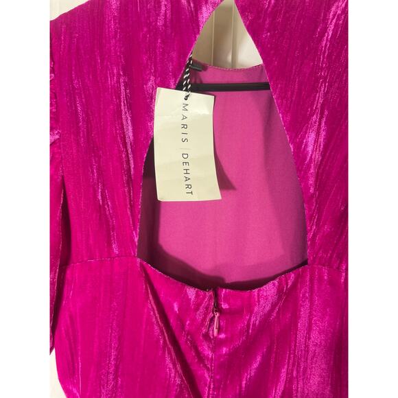 NWT Adelyn Rae Velvet Jumpsuit - Women Size S - Hot Pink - Holiday Party Outfit - Picture 7 of 7